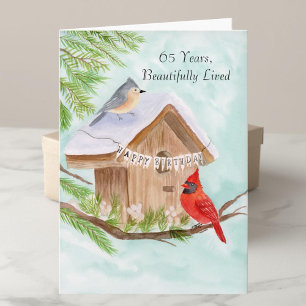 Alles Gute zum 65. Geburtstag Vögel im Vogelhaus Karte