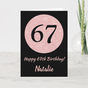 Alles Gute zum 67. Geburtstag Schwarz und Rose Pin Karte