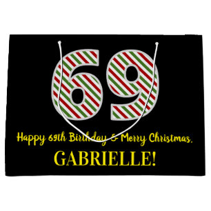Alles Gute zum 69. Geburtstag & Frohe Weihnachten, Große Geschenktüte
