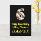 Alles Gute zum 6. Geburtstag & Frohe Weihnachten,  Karte (Gelbe Blume)