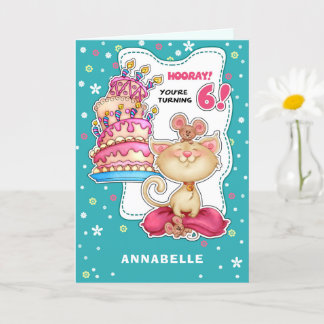 Alles Gute zum 6. Geburtstag. Individuelle Name Sp Karte