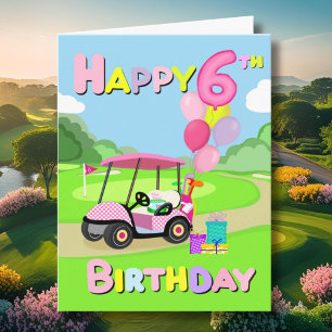 Alles Gute zum 6. Geburtstag Polka Dot Pink Girly  Karte