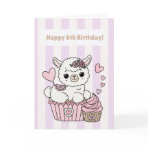 Alles Gute zum 6. Geburtstag Süße Llama Mädchen Ka