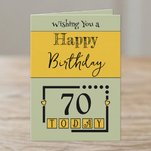 Alles Gute zum 70. Geburtstag heute gelb grün Karte