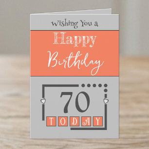 Alles Gute zum 70. Geburtstag heute Koralle grau Karte