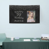 Alles Gute zum 70. Geburtstag! Silver Glitzer Foto Banner (Messeveranstaltung)