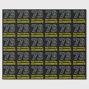 Alles Gute zum 73. Geburtstag, Fun Colorful Stars  Geschenkpapier