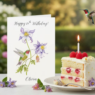 Alles Gute zum 74. Geburtstag Columbine mit Kolibr Karte