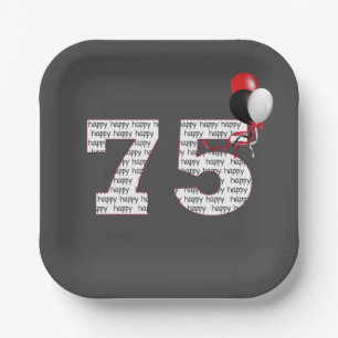 Alles Gute zum 75. Geburtstag auf Grau Pappteller