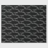 Alles Gute zum 75. Geburtstag auf schwarz Geschenkpapier (Flach)