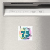 Alles Gute zum 75. Geburtstag (blauw) Magnet (In Situ (Geschirrspüler))