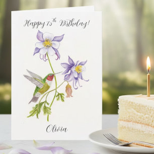 Alles Gute zum 75. Geburtstag Columbine mit Kolibr Karte