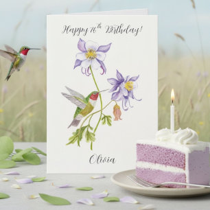 Alles Gute zum 76. Geburtstag Columbine mit Kolibr Karte