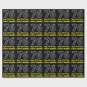 Alles Gute zum 76. Geburtstag, Fun Colorful Stars Geschenkpapier