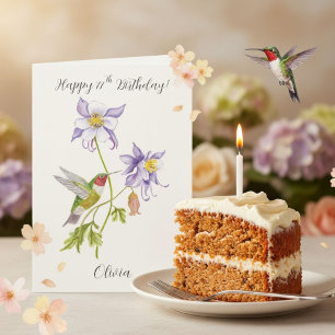Alles Gute zum 77. Geburtstag Columbine mit Kolibr Karte