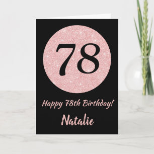 Alles Gute zum 78. Geburtstag Schwarz und Rose Pin Karte