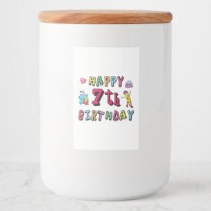 Alles Gute zum 7. Geburtstag. 7 Jahre alt. Lebensmitteletikett