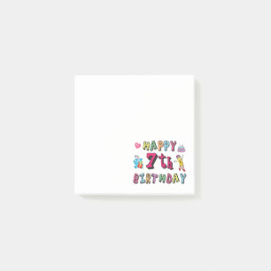 Alles Gute zum 7. Geburtstag. 7 Jahre alt. Post-it Klebezettel