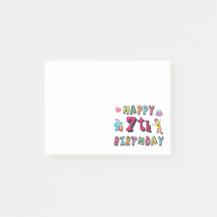 Alles Gute zum 7. Geburtstag. 7 Jahre alt. Post-it Klebezettel