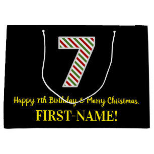 Alles Gute zum 7. Geburtstag & Frohe Weihnachten,  Große Geschenktüte