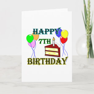 Alles Gute zum 7. Geburtstag mit Kuchen, Balloons Karte