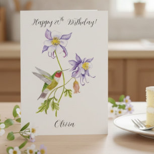 Alles Gute zum 80. Geburtstag Columbine mit Hummin Karte