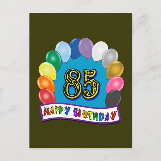 Alles Gute zum 85. Geburtstag mit Balloons Postkarte (Vorderseite)