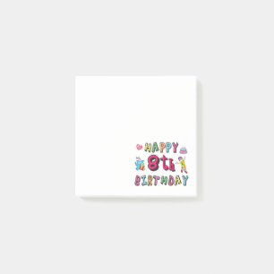 Alles Gute zum 8. Geburtstag. 8 Jahre alter Geburt Post-it Klebezettel