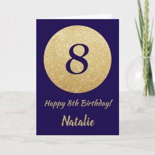 Alles Gute zum 8. Geburtstag Navy Blau und Gold Gl Karte