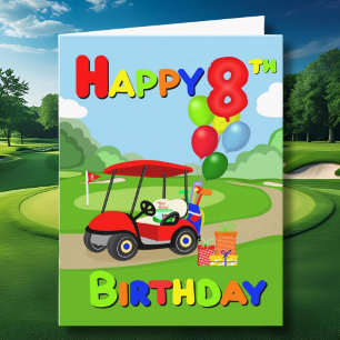 Alles Gute zum 8. Geburtstag Red Boys Golf Karte