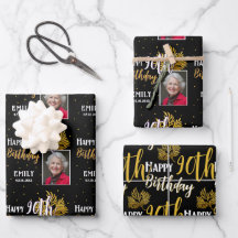Alles Gute zum 90. Geburtstag Black Gold Laub Foto