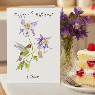 Alles Gute zum 90. Geburtstag Columbine mit Kolibr Karte