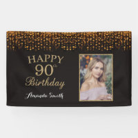 Alles Gute zum 90. Geburtstag! Gold Glitzer Foto