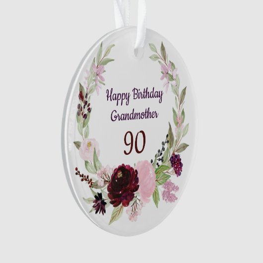 Alles Gute zum 90. Geburtstag Großmutter Ornament (Vorderseite)