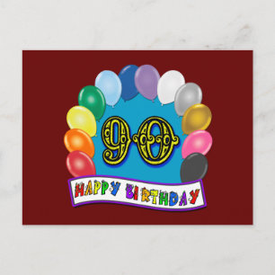 Alles Gute zum 90. Geburtstag mit Balloons Postkarte