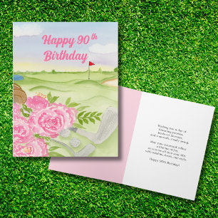 Alles Gute zum 90. Geburtstag Pfingstrosen auf dem Karte