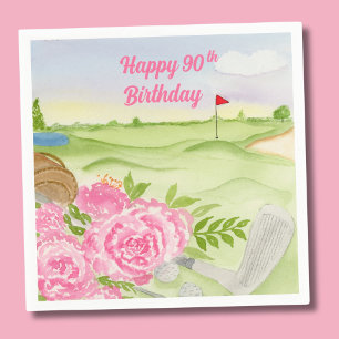 Alles Gute zum 90. Geburtstag Pfingstrosen auf dem Serviette