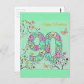 Alles Gute zum 90. Geburtstag Postkarte (Vorne/Hinten)