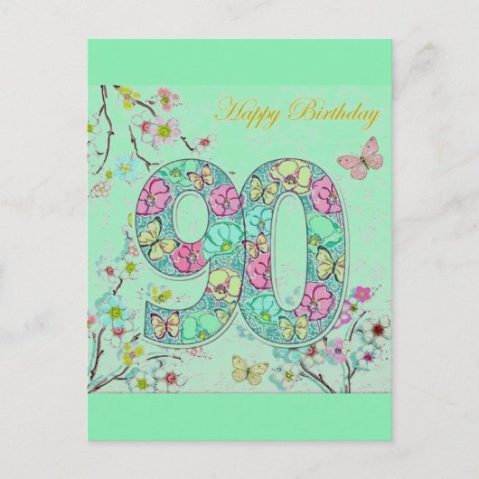 Alles Gute zum 90. Geburtstag Postkarte (Vorderseite)