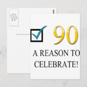 Alles Gute zum 90. Geburtstag Postkarte (Vorne/Hinten)