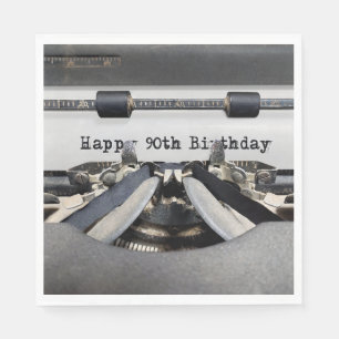 Alles Gute zum 90. Geburtstag Retro Schreibmaschin Serviette