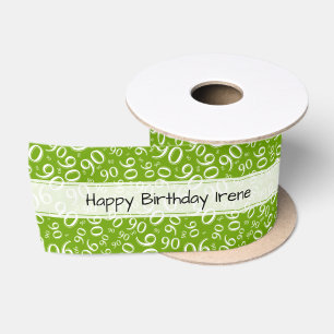 Alles Gute zum 90. Geburtstag Zahlenmuster Grün/We Satinband