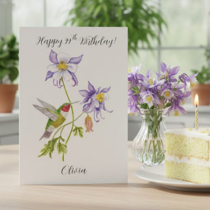 Alles Gute zum 99. Geburtstag Columbine mit Kolibr Karte