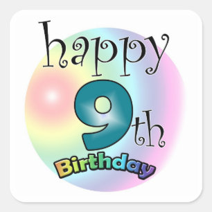 Alles Gute zum 9. Geburtstag Quadratischer Aufkleber