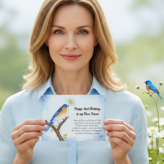 Alles Gute zum April-Geburtstag mit Bluebird Karte