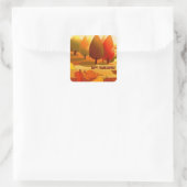 Alles Gute zum Erntedankfest. Herbstlandschaft Quadratischer Aufkleber (Tasche)