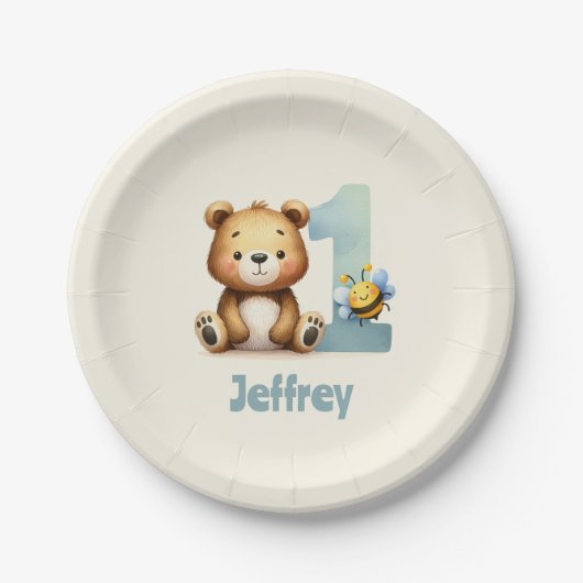 Alles Gute zum ersten Bee-Day! Pappteller (Vorderseite)