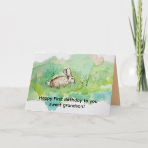 Alles Gute zum ersten Geburtstag Enkelsohn Baumwol Karte