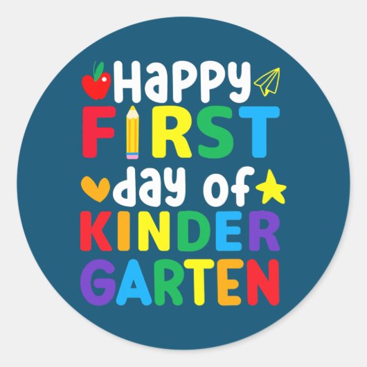 Alles Gute zum ersten Kindergarten zurück zur Schu Runder Aufkleber (Vorderseite)