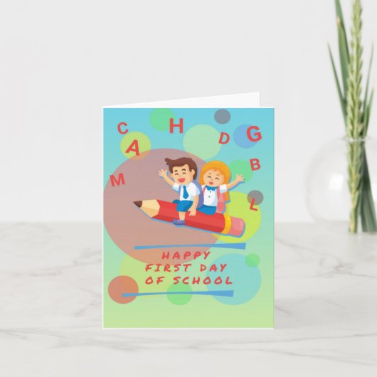 Alles Gute zum ersten Schultag Karte (Vorderseite)